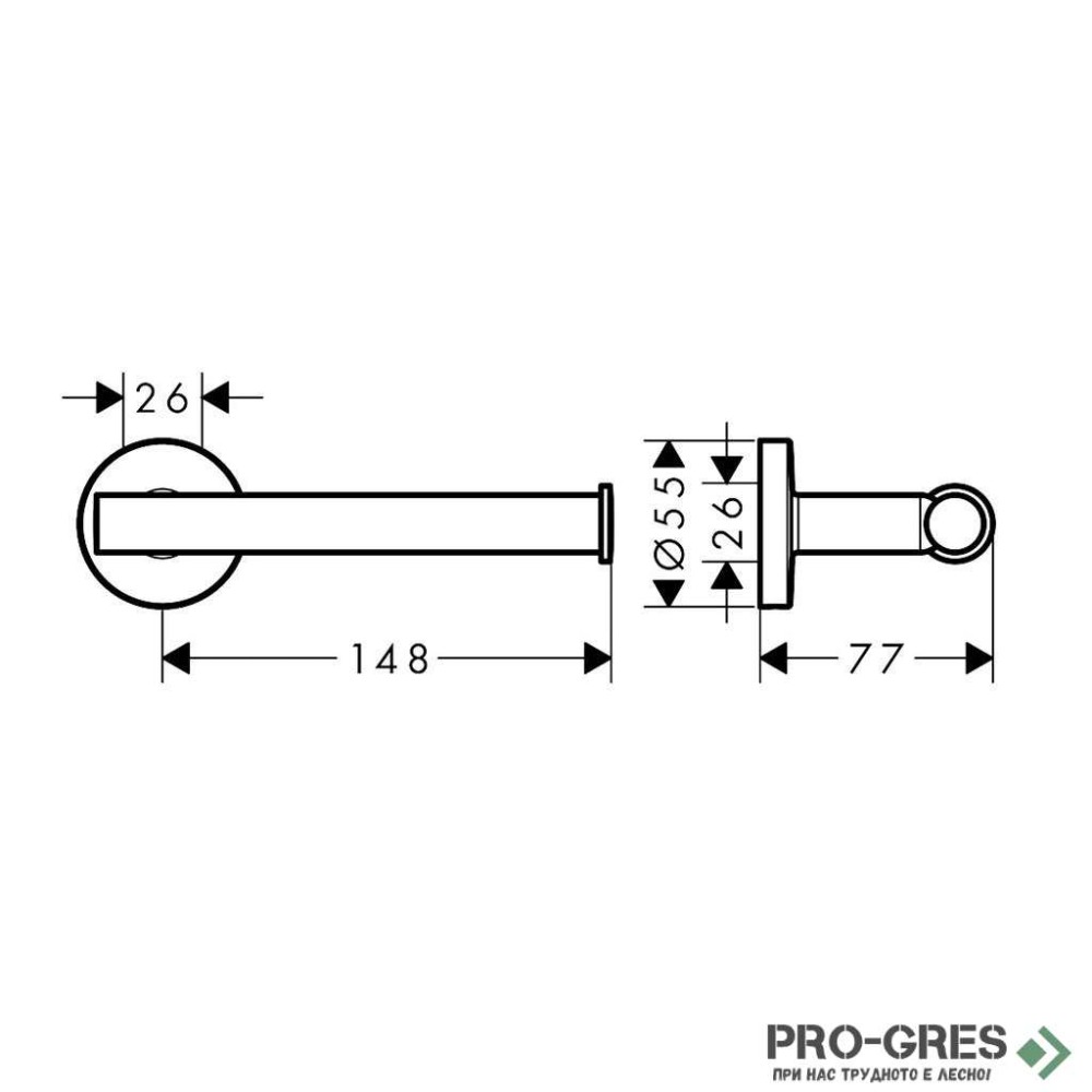 Държач за тоалетна хартия LOGIS UNIVERSAL, хром, HansGrohe 41726000