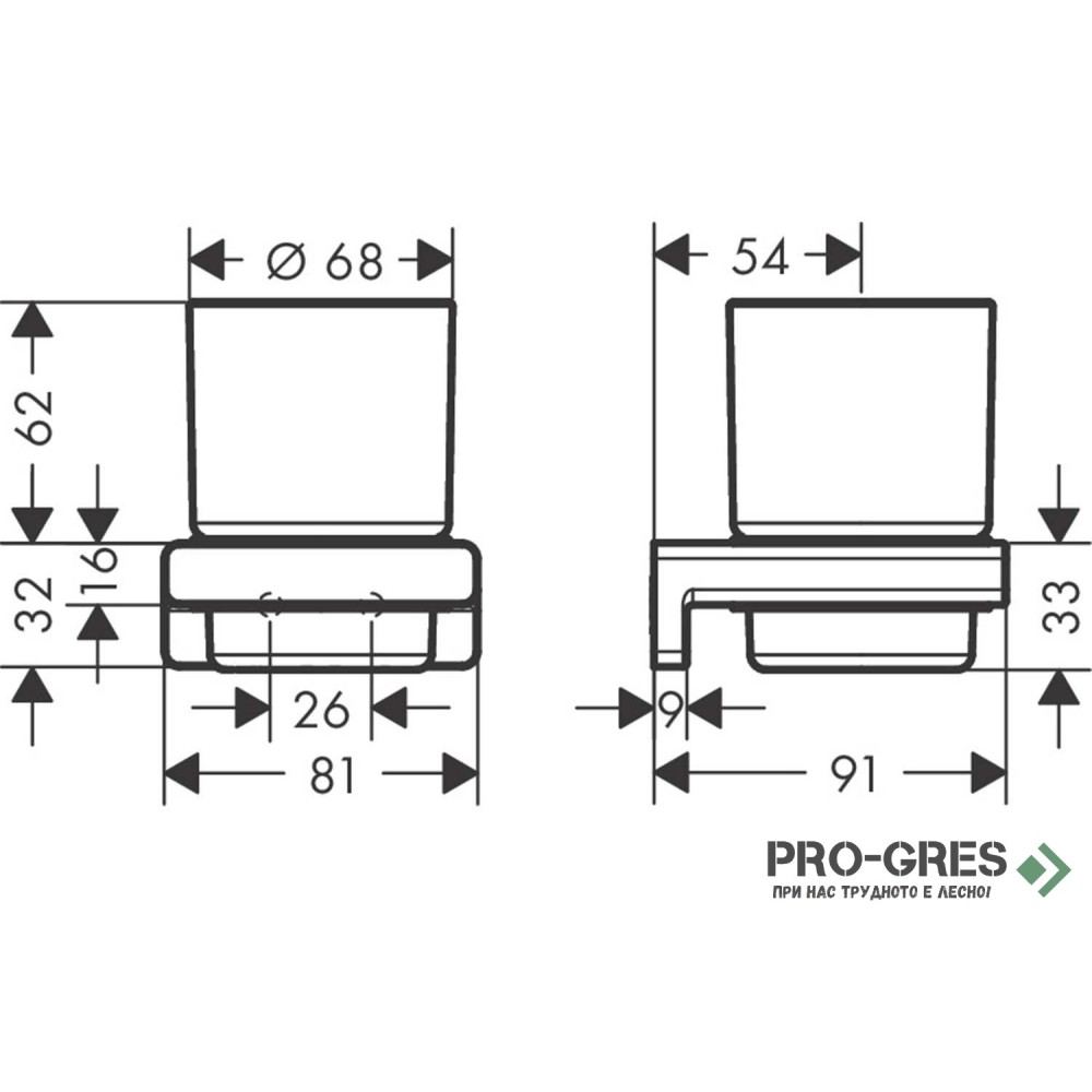 Държач с Чаша Logis Universal, бял мат, HansGrohe 41749700