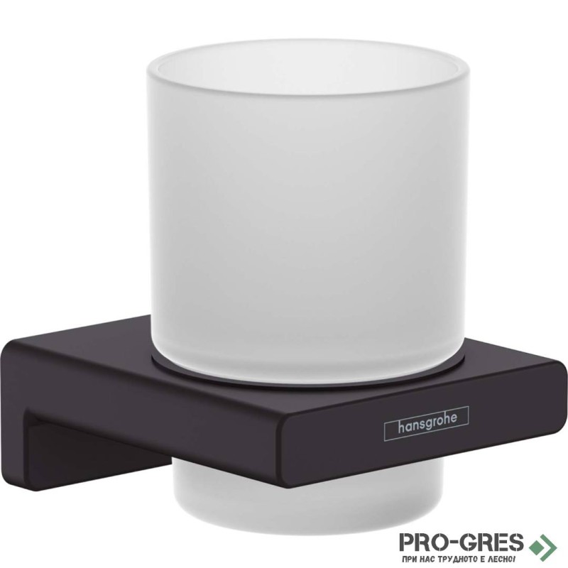 Държач с Чаша Logis Universal, черен мат, HansGrohe 41749670