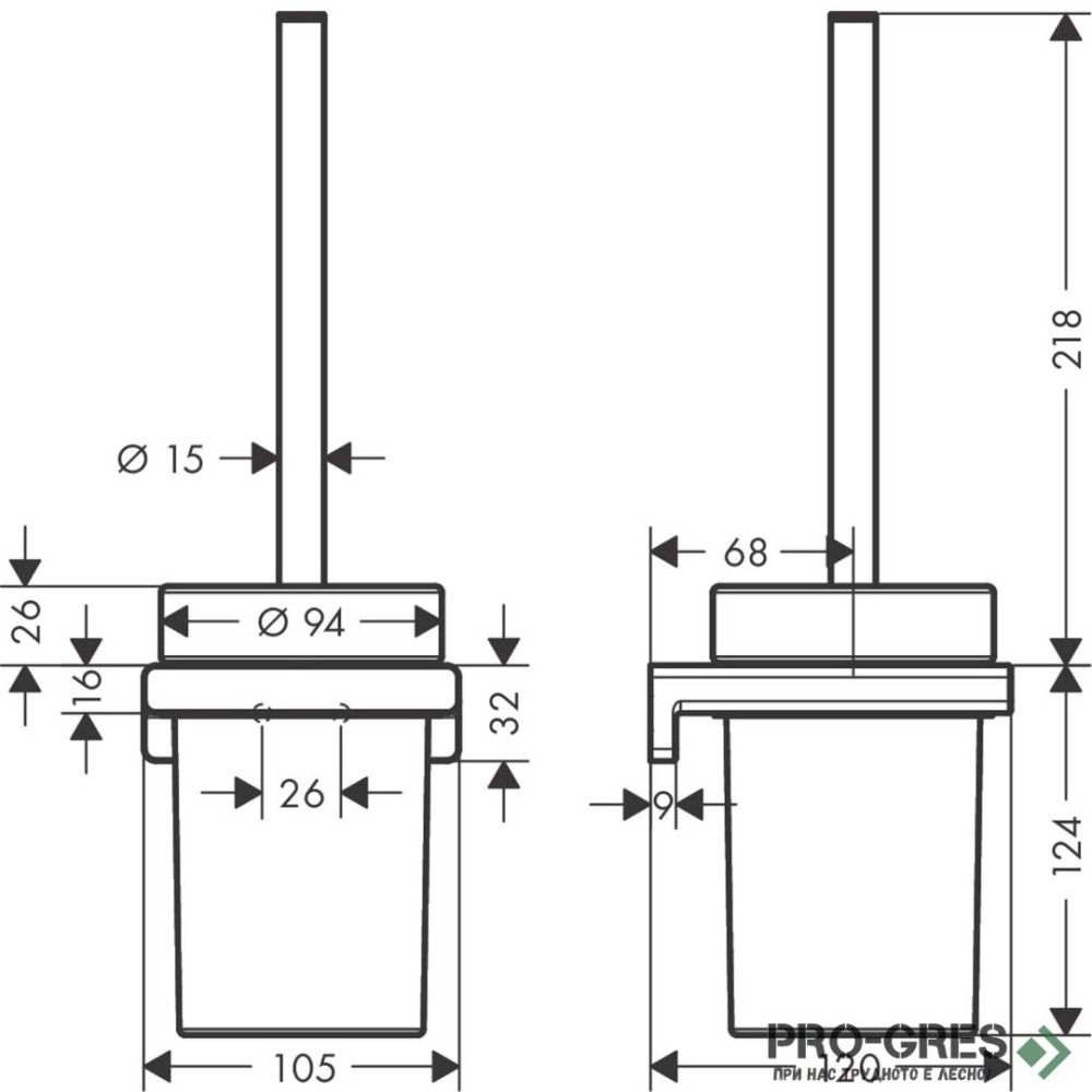 Конзолна четка за тоалетна AddStoris , бял мат, HansGrohe 41752700