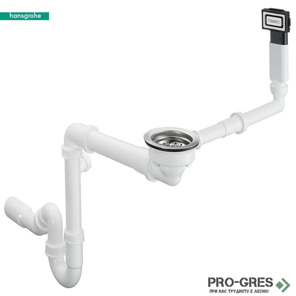 Сифон за гранитна кухненска мивка с преливник,D16-10, HansGrohe 43927000