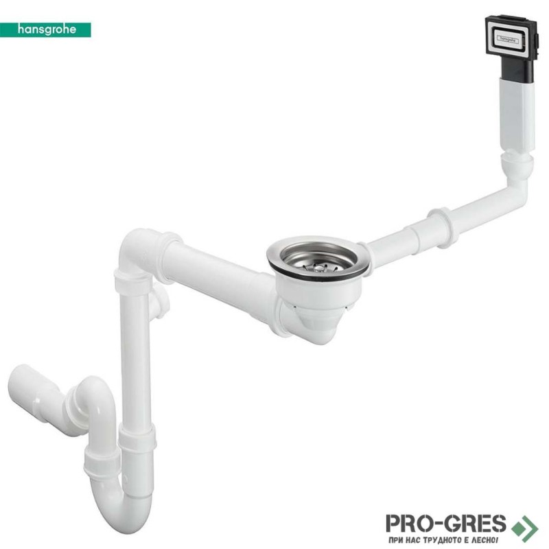 Сифон за гранитна кухненска мивка с преливник,D16-10, HansGrohe 43927000