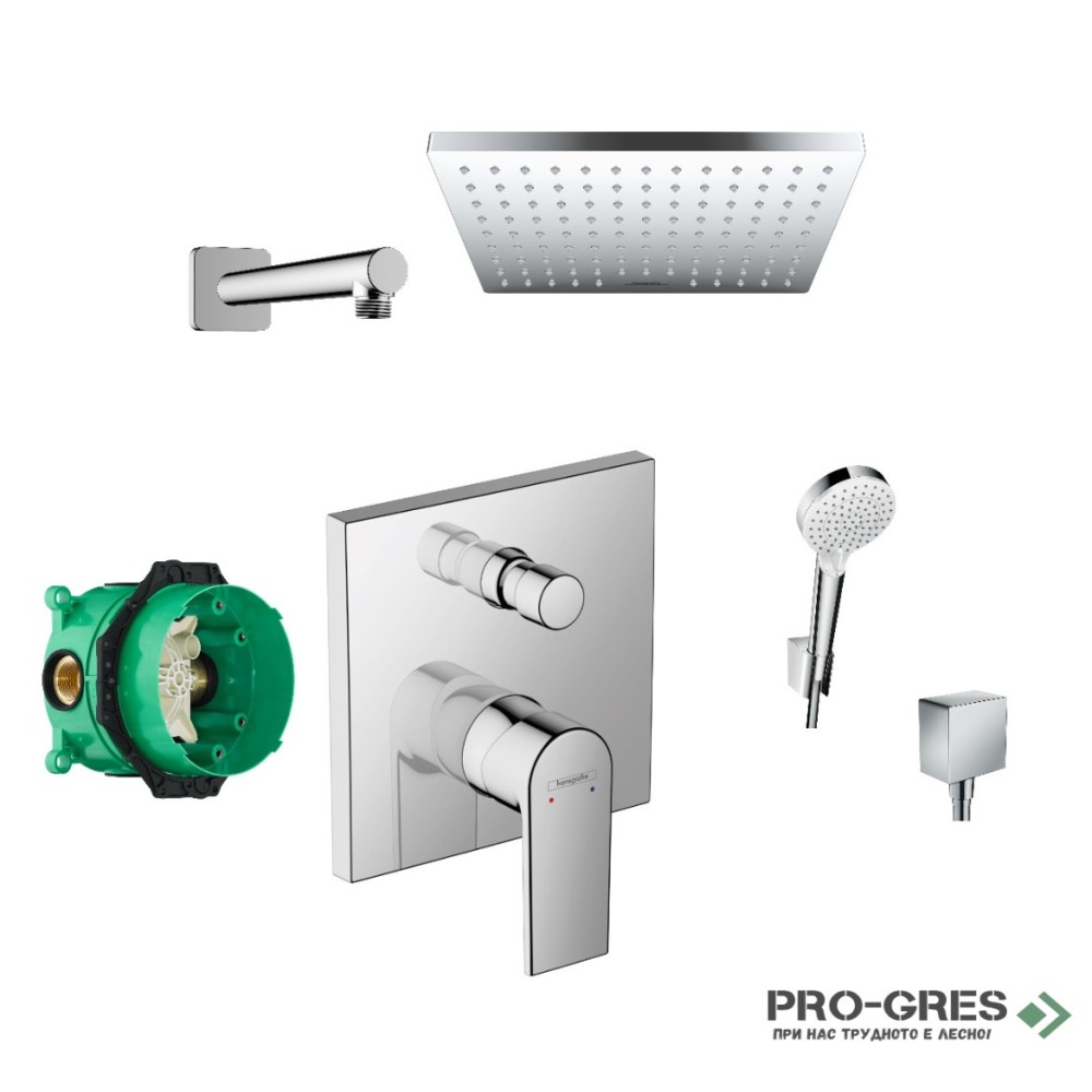 Комплект смесител за вграждане с аксесоари, VERNIS SHAPE, хром, Hansgrohe 71468000