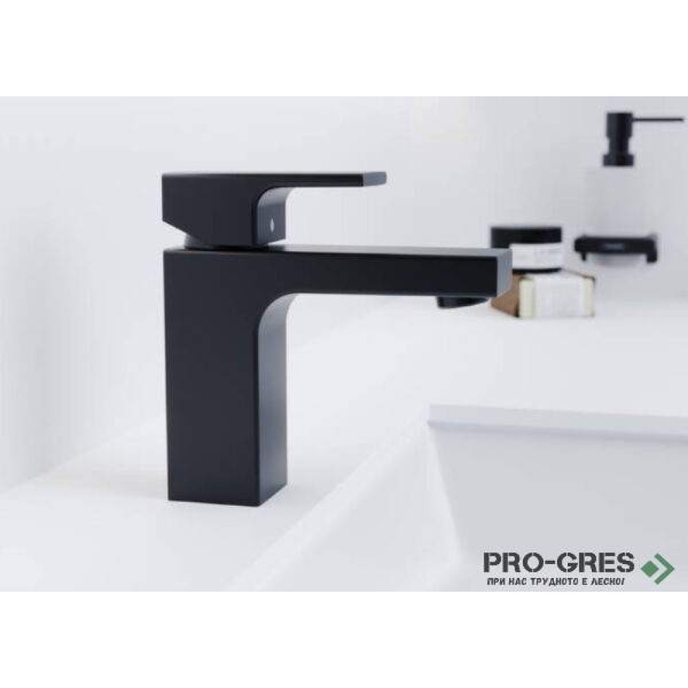 Смесител за мивка стоящ, VERNIS SHAPE 100, черен мат, Hansgrohe 71561670
