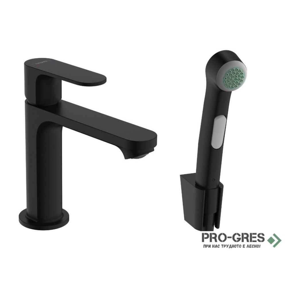 Смесител за мивка, с хигиенен душ REBRIS S, черен мат, Hansgrohe 72215670