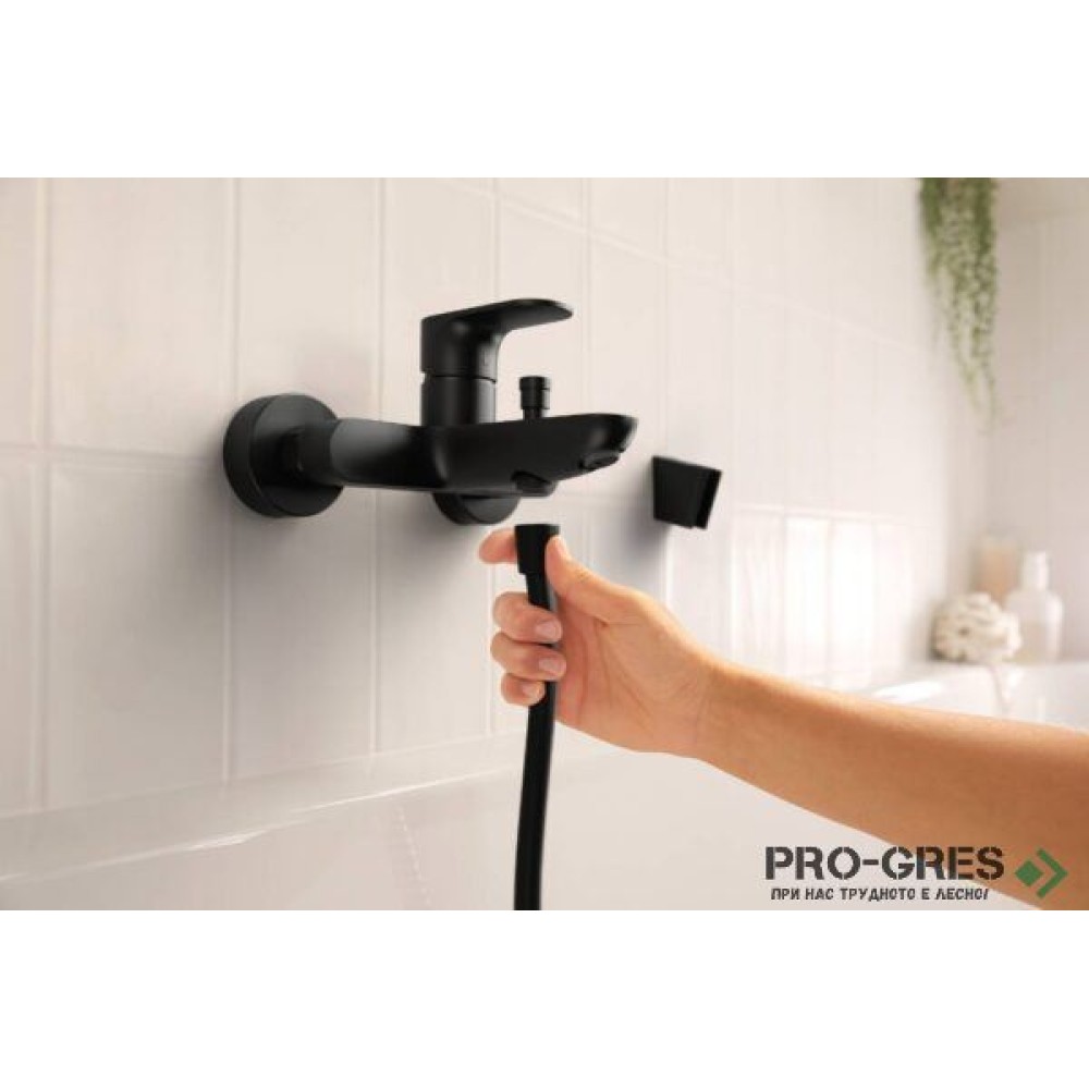 Смесител за вана/душ стенен, REBRIS S, черен мат, Hansgrohe 72440670