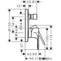 Смесител за вана/душ вграден, REBRIS S ,черен мат, Hansgrohe 72466670