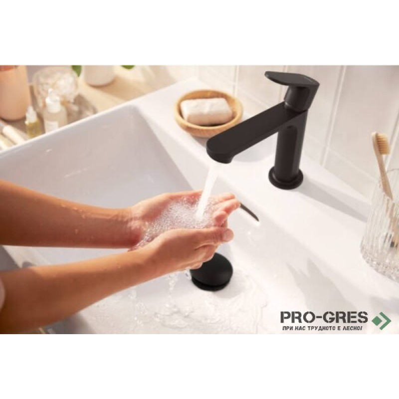 Смесител за мивка стоящ, REBRIS S 110 CoolStart, черен мат, Hansgrohe 72519670