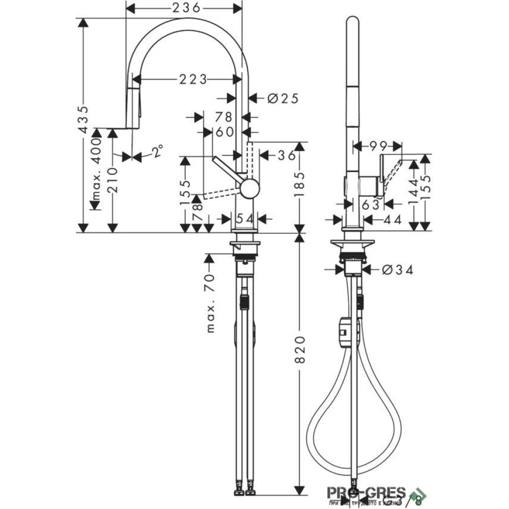Смесител за кухня стоящ, Talis M54, хром, Hansgrohe 72800000