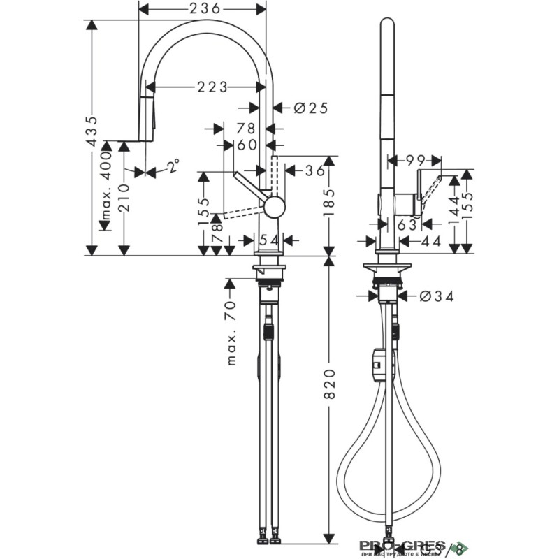 Смесител за кухня стоящ, Talis M54, неръждаема стомана, Hansgrohe 72800800