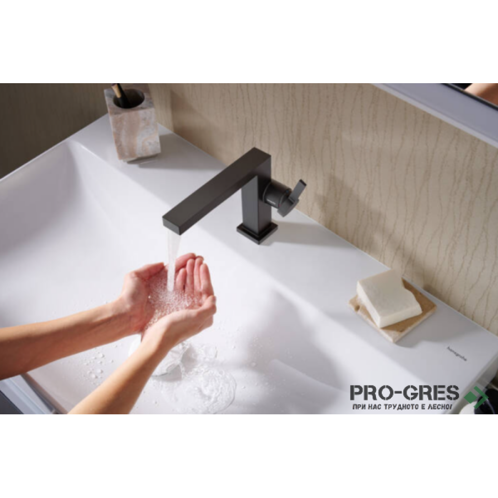 Смесител за мивка стоящ, TECTURIS Е 110 Fine CoolStart EcoSmart+, черен мат, Hansgrohe 73020670