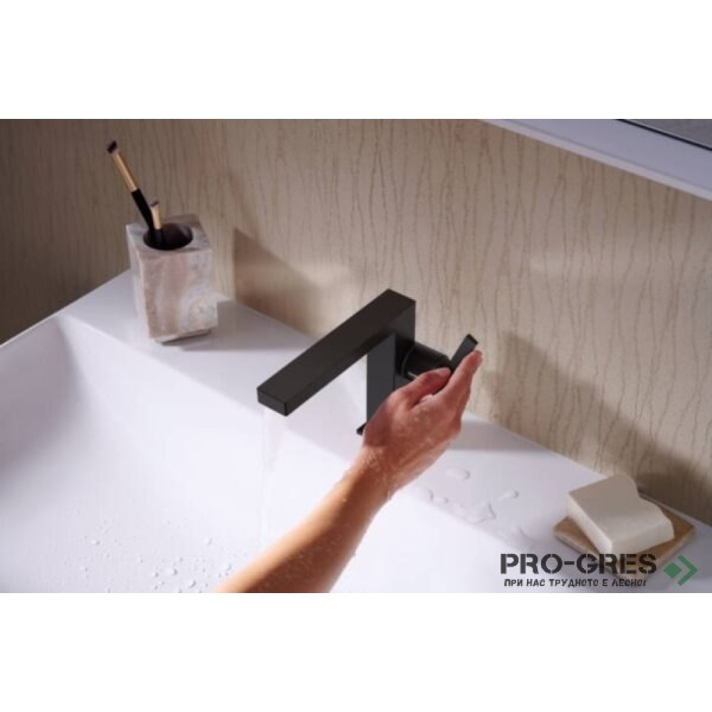 Смесител за мивка стоящ, TECTURIS Е 110 Fine CoolStart EcoSmart+, черен мат, Hansgrohe 73020670