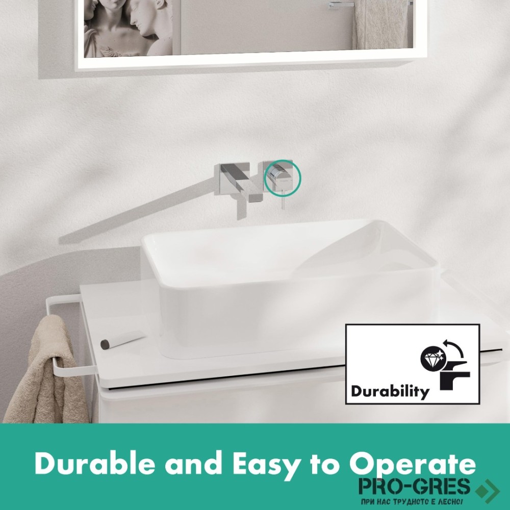 Смесител за мивка вграден, TECTURIS Е 110 EcoSmart+, хром, Hansgrohe 73051000