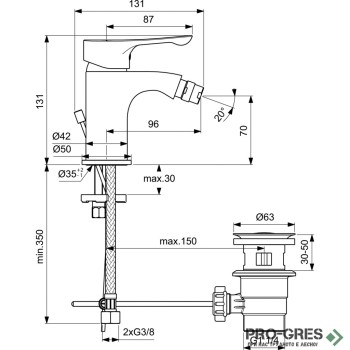 Смесител за биде с изпразнител Alpha Ideal Standart BC487AA
