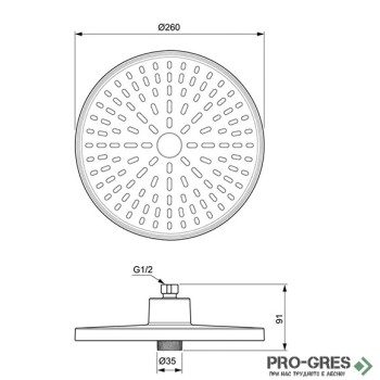 Двуфункционална душ глава Ø260 mm, черен мат Idealrain Alu+, Ideal Standart, BD581XG