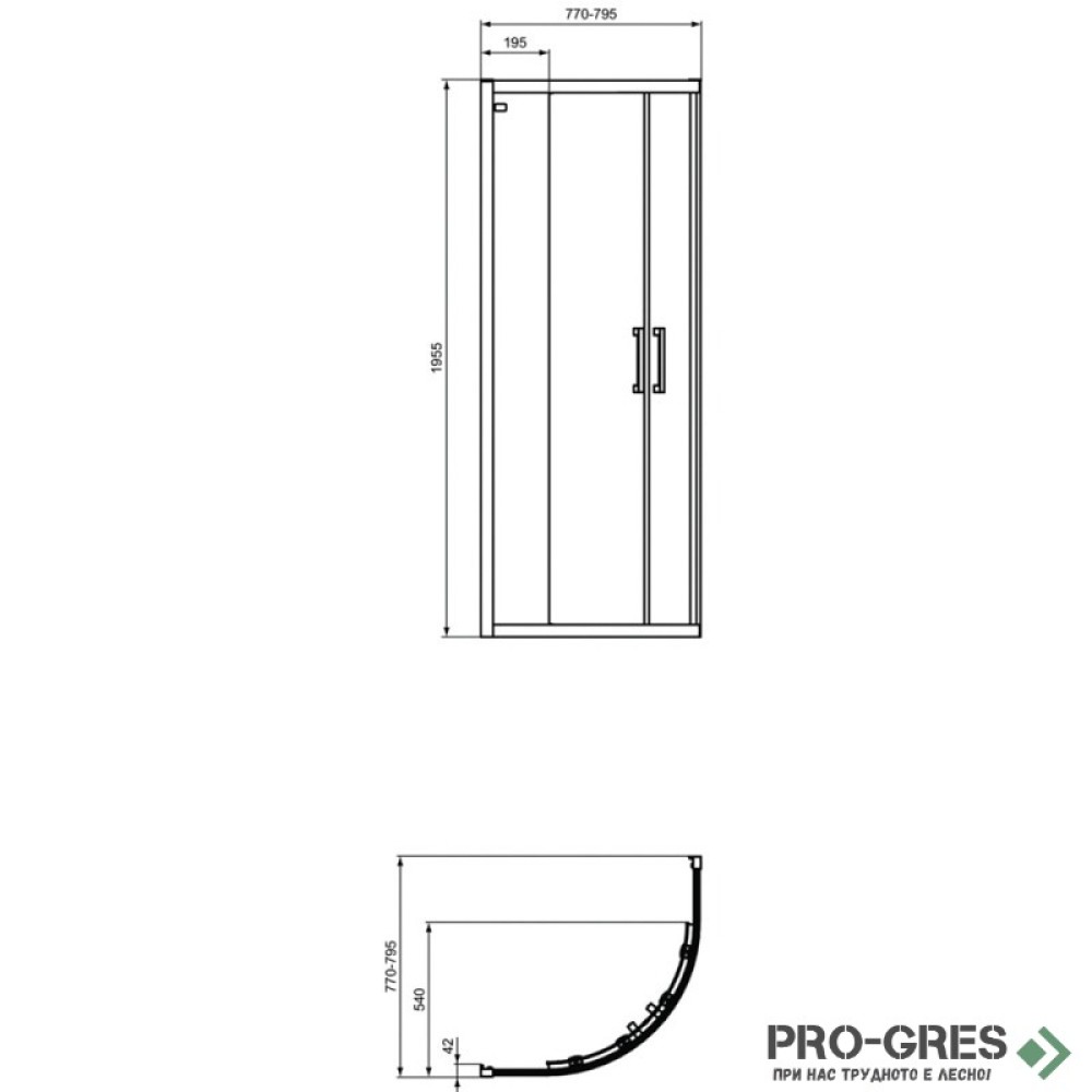 Душ кабина овална  Connect 2 черен мат100x100cm, Ideal Standart, K9252V3