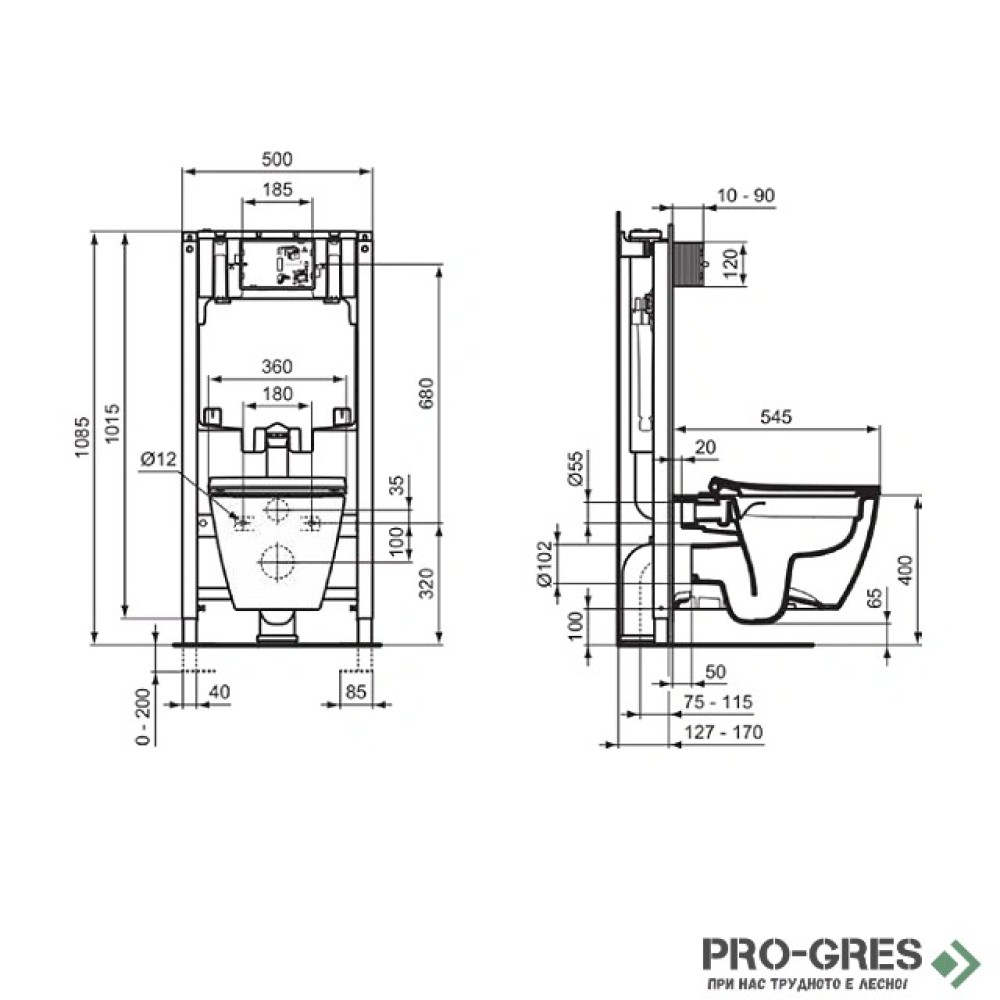 WC комплект за вграждане Ideal Standart Connect R052601