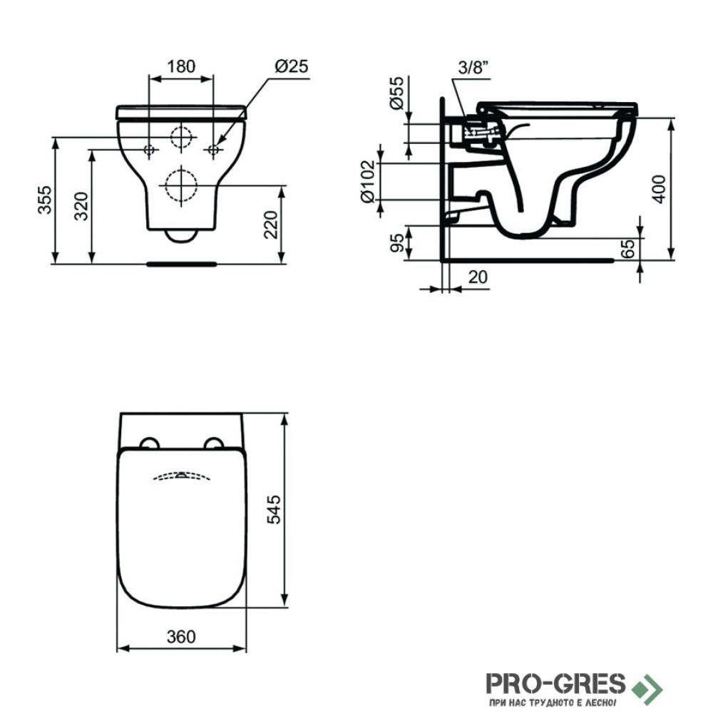 WC комплект с бидетна функция Ideal Standart IS i.life A Rimless+ R061501