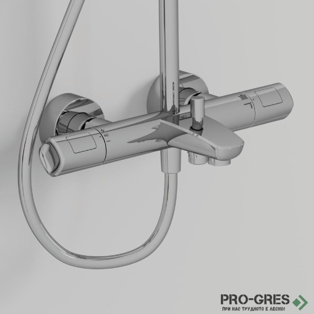 Душ система с термостатен смесител и чучур,хром IDEAL STANDARD CERATHERM T100 A7591AA