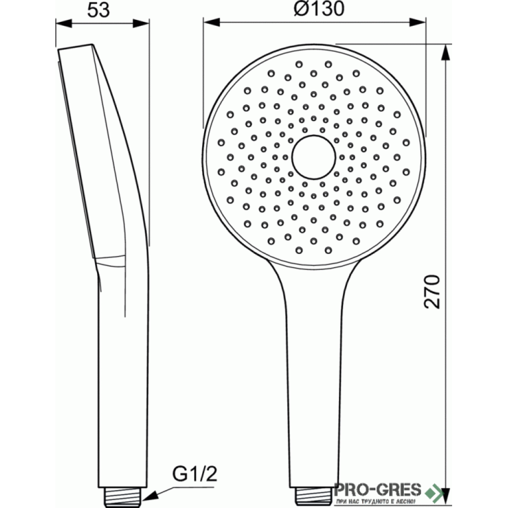 Ръчен душ Ø130 mm, 1 функция, 8 l/min Idealrain Solos,Ideal Standart, A7895AA