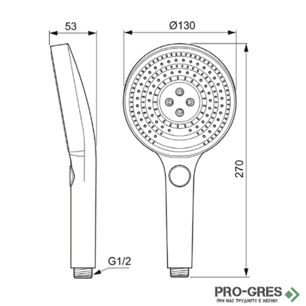 Ръчен душ Ø130 mm, 3 функции, 8 l/min, Idealrain Solos,Ideal Standart,A7896AA