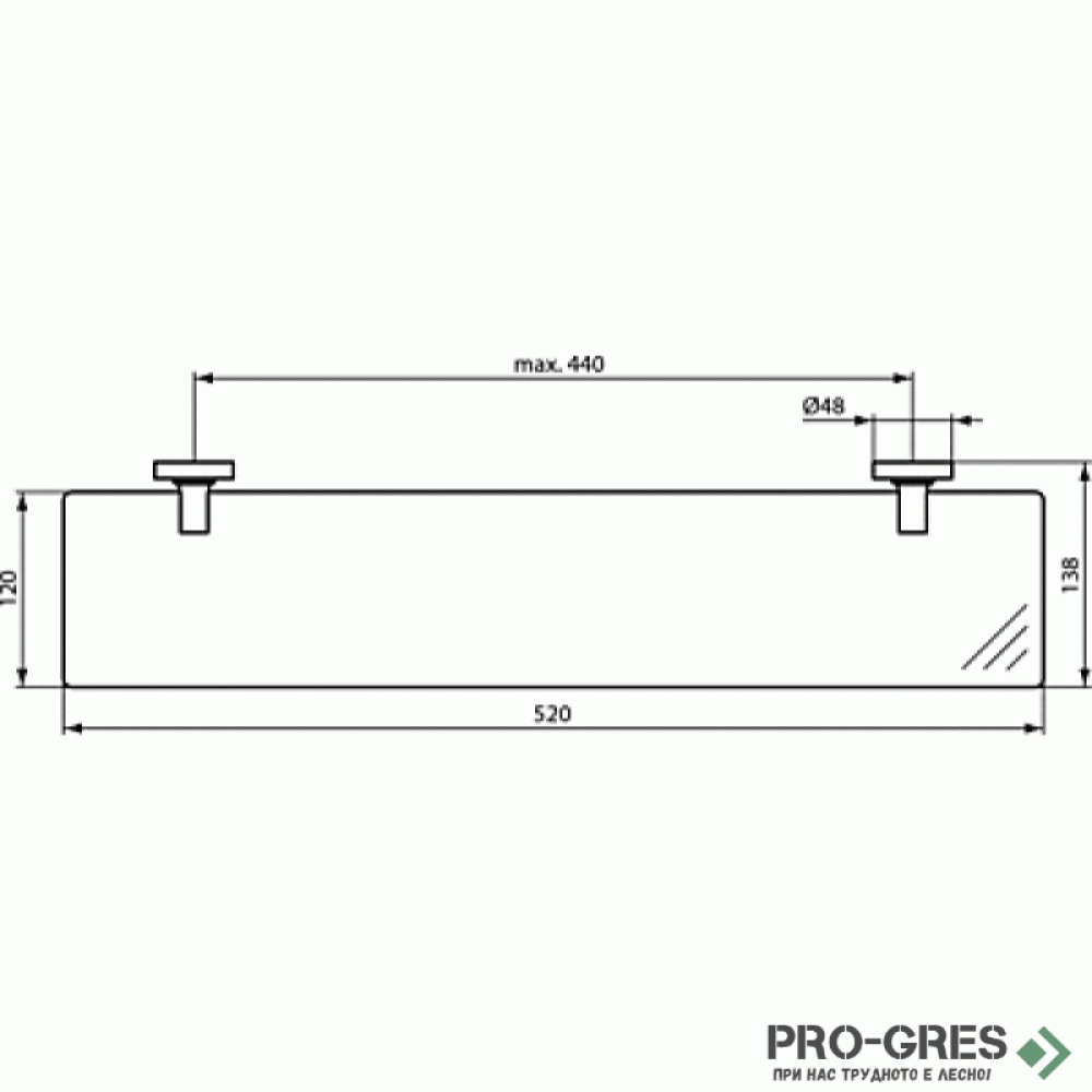 Полица 52 cm - матово стъкло IOM, Ideal Standart, A9124XG