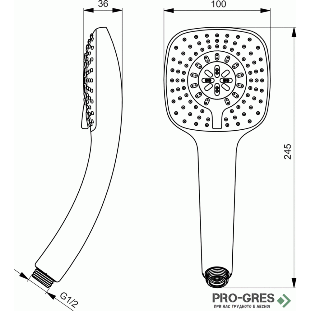 Ръчен душ 100 mm, 3 функции, 8 l/min, Idealrain Cube,Ideal Standart,B0003AA