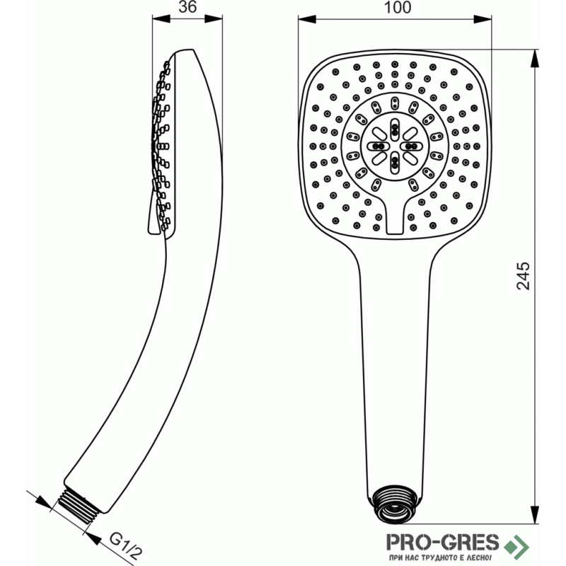 Ръчен душ 100 mm, 3 функции, 8 l/min, Idealrain Cube,Ideal Standart,B0003AA