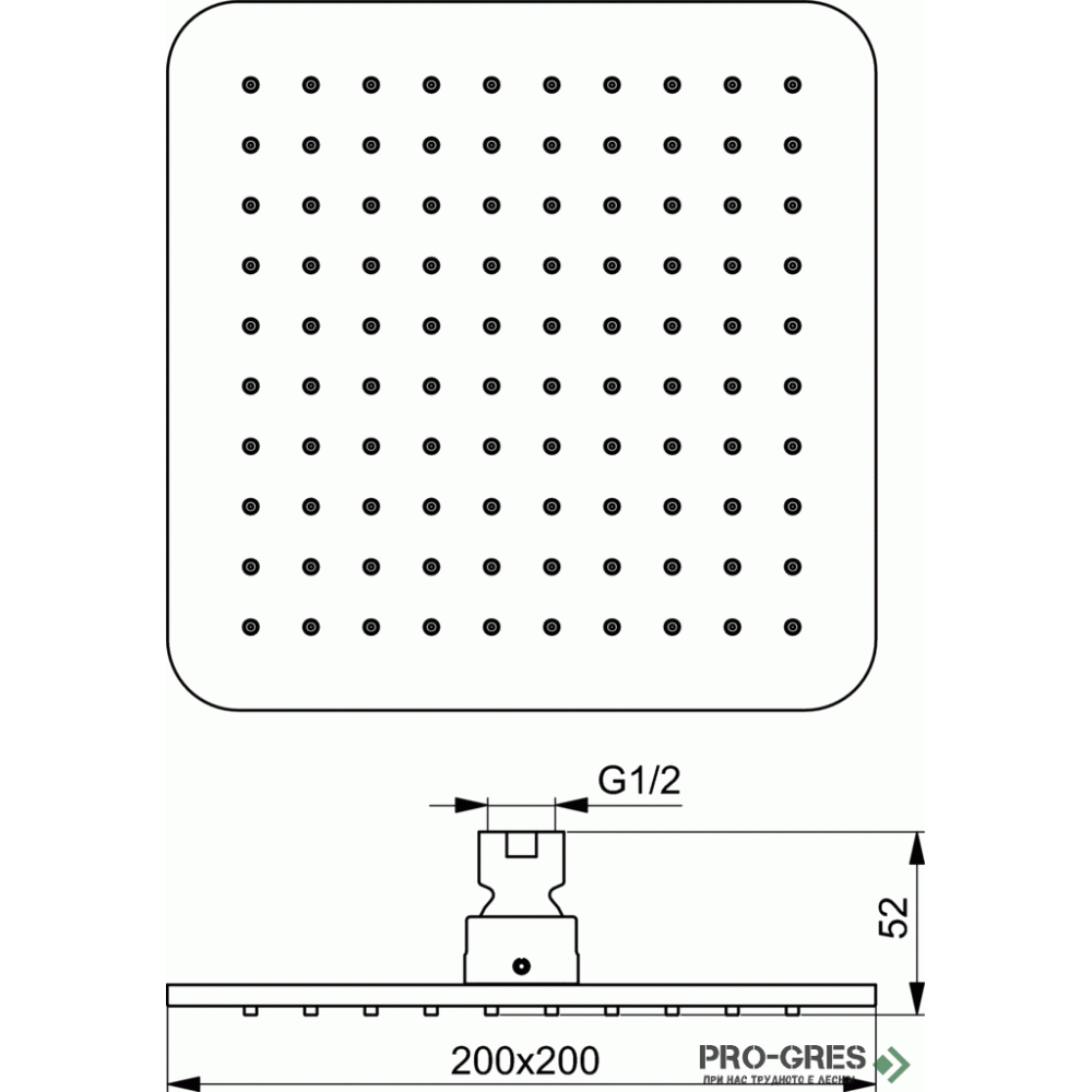 Душ глава квадратна Idealrain Cube M1 200x200 mm, Ideal Standart, B0024XG