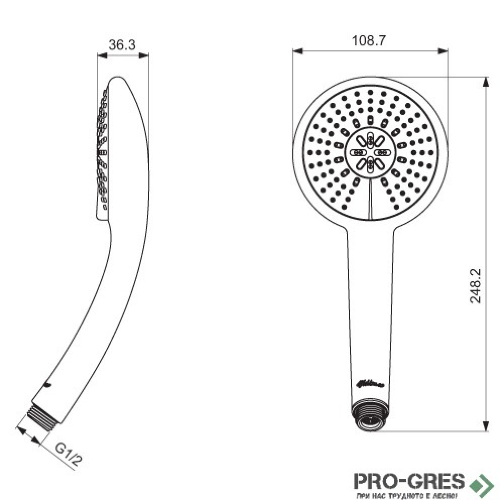 Ръчен душ Ø100 mm, 3 функции, 8 l/min,Fresh Ideal Standart B0827AA