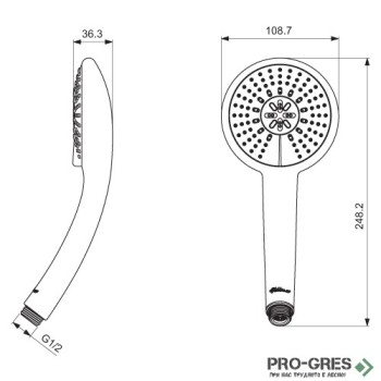 Ръчен душ Ø100 mm, 3 функции, 8 l/min,Fresh Ideal Standart B0827AA