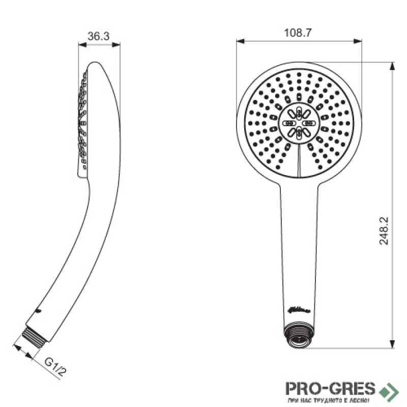 Ръчен душ Ø100 mm, 3 функции, 8 l/min,Fresh Ideal Standart B0827AA