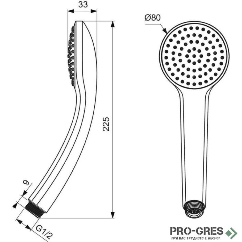 Ръчен душ Ø80 mm, 1 функция, 8 l/min, Idealrain Soft, Ideal Standart, B9400AA