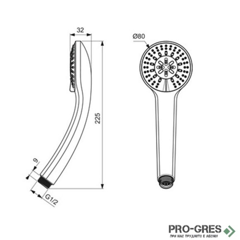 Ръчен душ Ø80 mm, 3 функции, 8 l/min, Idealrain Soft, Ideal Standart, B9401AA