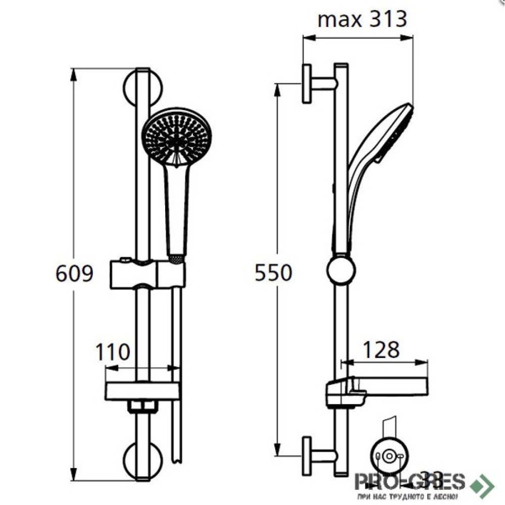 Комплект тръбно окачване с аксесоари Ideal Standart Idealrain B9415AA