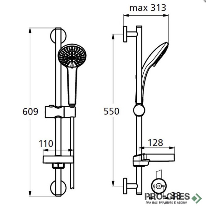 Комплект тръбно окачване с аксесоари Ideal Standart Idealrain B9415AA