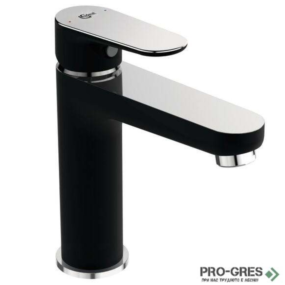 Смесител за умивалник, 5 l/min с метален изпразнител, черен мат/хром Tyria Ideal Standart BC159HS
