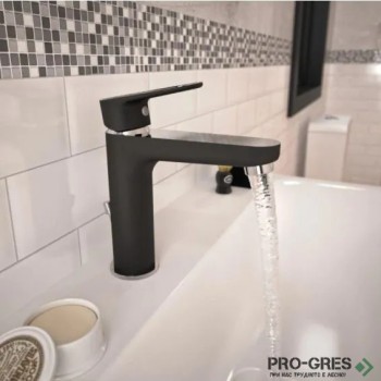 Смесител за умивалник, 5 l/min с метален изпразнител, черен мат/хром Tyria Ideal Standart BC159HS