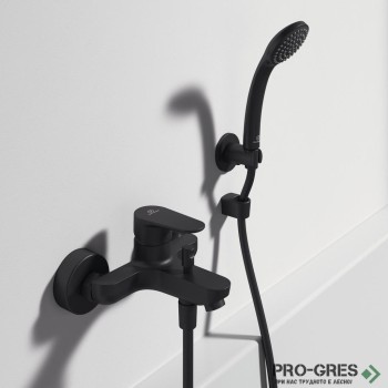 Стенен смесител за вана/душ с аксесоари черен мат Ideal Standart Cerafine O BC706XG