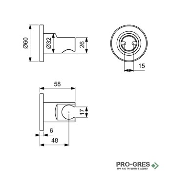 Фиксирана стенна окачалка за ръчен душ, Idealrain, Ideal Standart, BC806XG 
