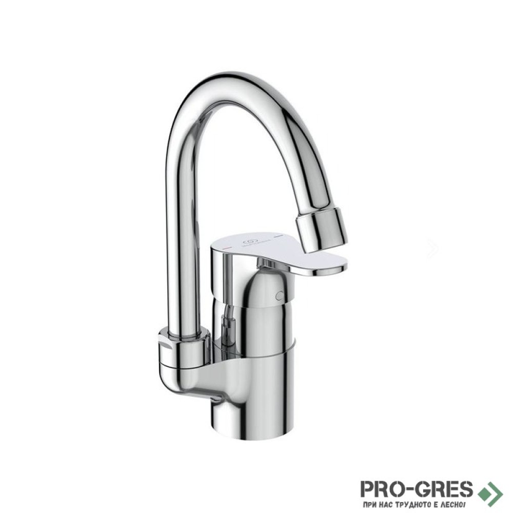 Смесител за умивалник с висок тръбен чучур с Click изпразнител, 5 l/min Cerabase, Ideal Standart, BC835AA