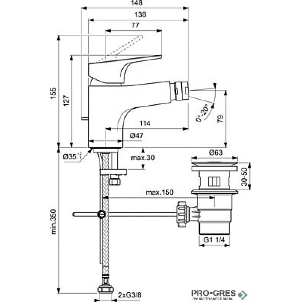 Смесител за биде, 5 l/min Cerabase, Ideal Standart, BC839AA