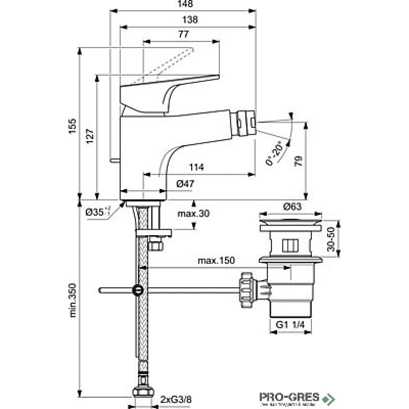Смесител за биде, 5 l/min Cerabase, Ideal Standart, BC839AA