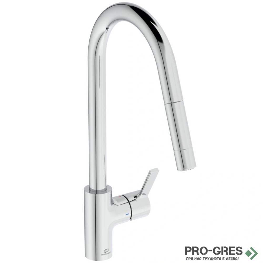 Смесител за кухня с висок, тръбен, изтеглящ чучур,хром Ideal Standard BD416AA