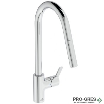 Смесител за кухня с висок, тръбен, изтеглящ чучур,хром Ideal Standard BD416AA