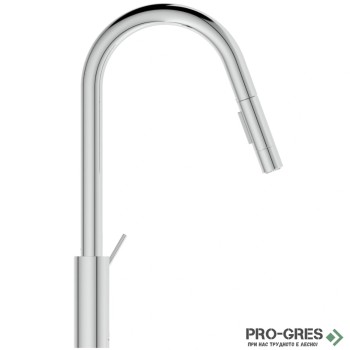 Смесител за кухня с висок, тръбен, изтеглящ чучур,хром Ideal Standard BD416AA Смесител за кухня с висок, тръбен, изтеглящ чучур,хром Ideal Standard BD416AA
