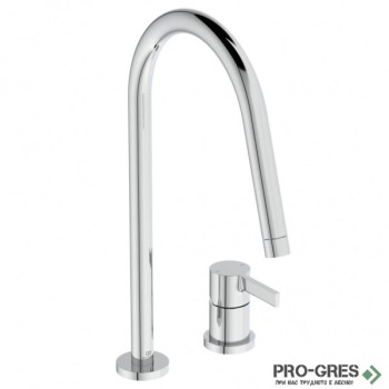 Смесител за кухня с висок тръбен чучур,дву дупков,хром Gusto Ideal Standard BD422AA