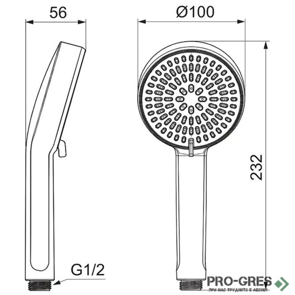 Ръчен душ Ø100 mm, 2 функции, 8 l/min, Idealrain Alu+, Ideal Standart, BD580AA