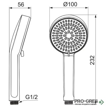 Ръчен душ Ø100 mm, 2 функции, 8 l/min, Idealrain Alu+, Ideal Standart, BD580AA