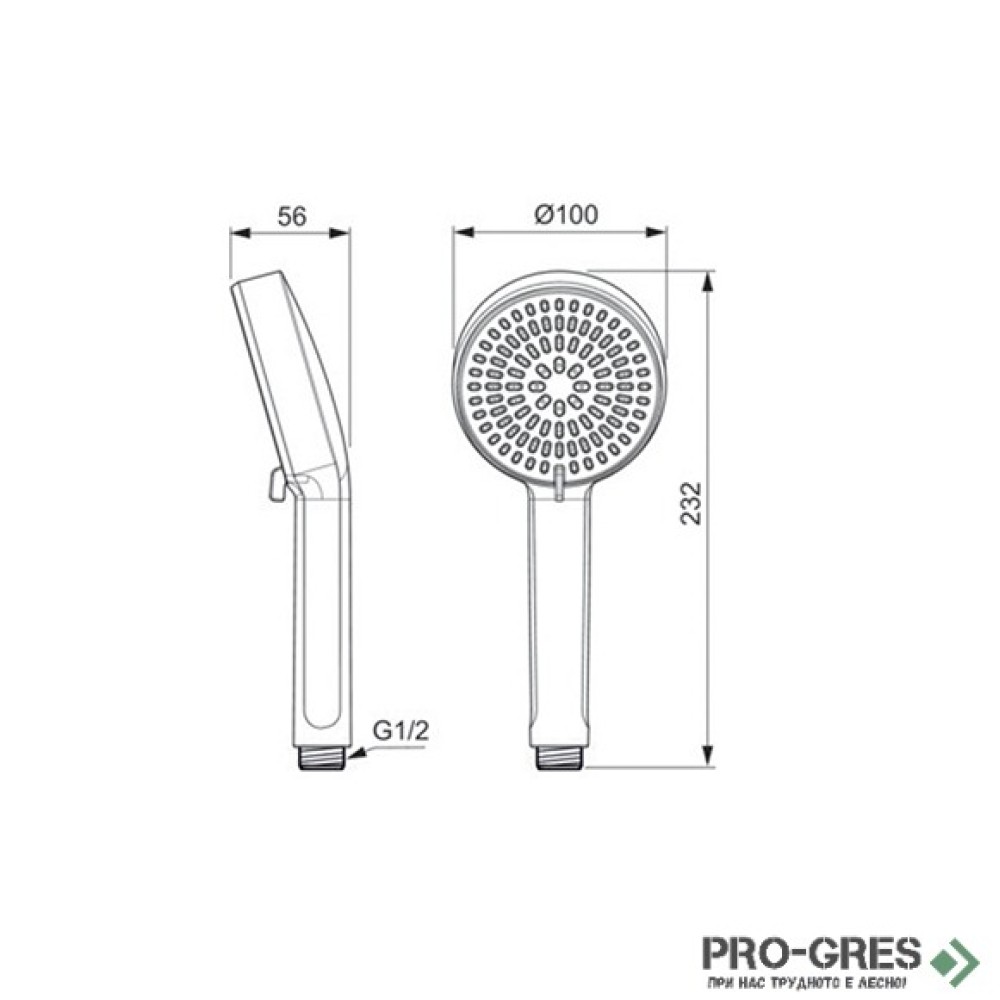 Двуфункционален ръчен душ Ø100 mm, Idealrain Alu+, Ideal Standart, BD580XG